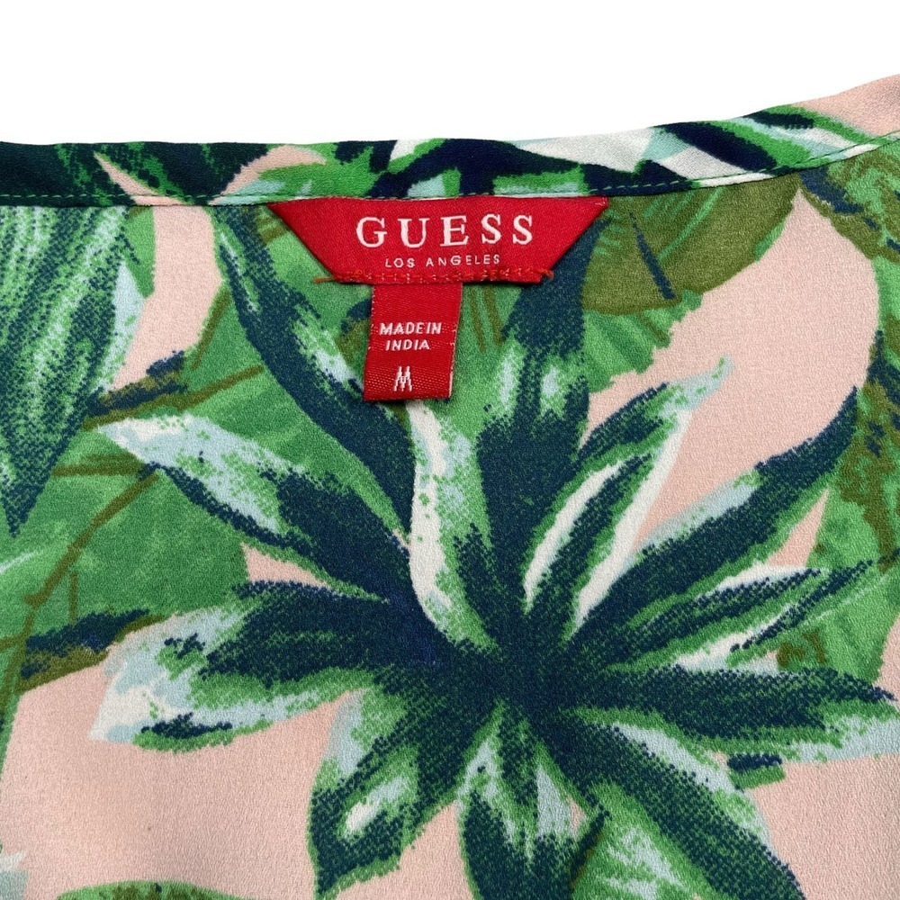 GUESS Palin Maxi Top Sz Medium Pink Floss Multi - Picture 6 of 6